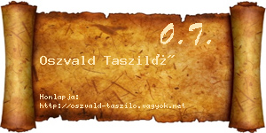 Oszvald Tasziló névjegykártya